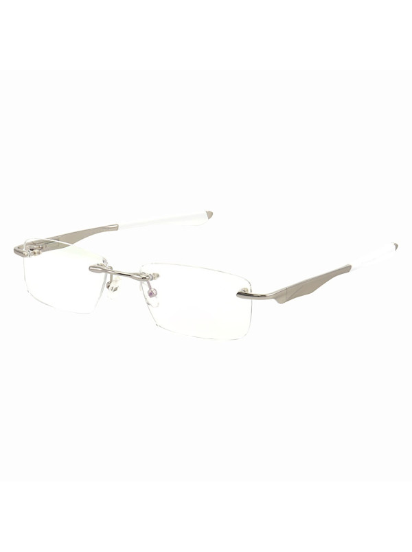 Armação de Óculos Flutuante Sem Aro Wingfold Prata e Branco